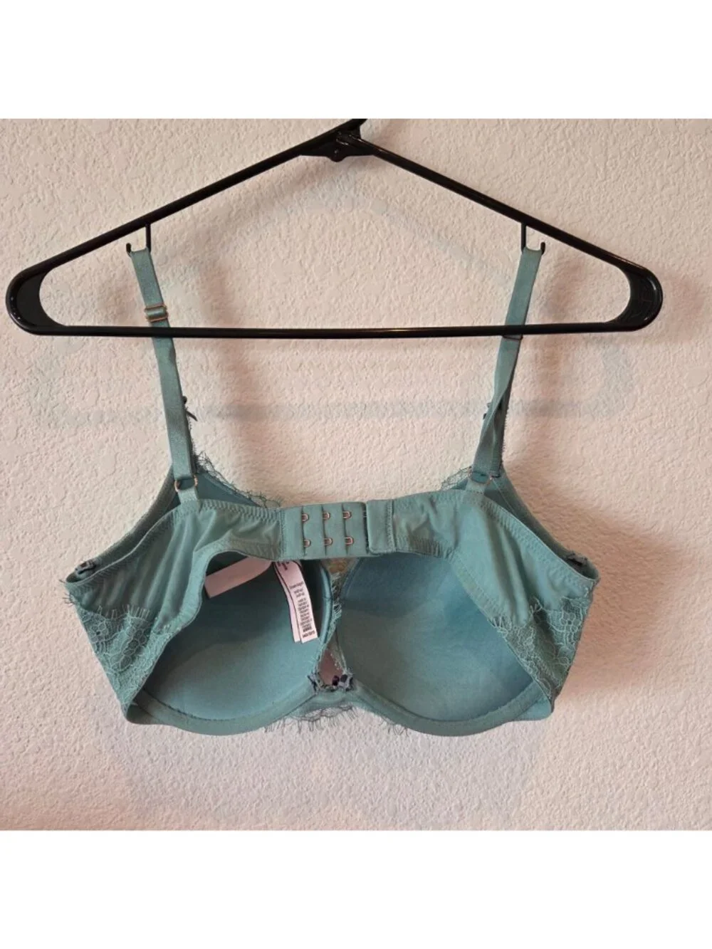 Victorias Secret Size 34D Dream Angels Lace Push-Up Bra Green Floral Mesh